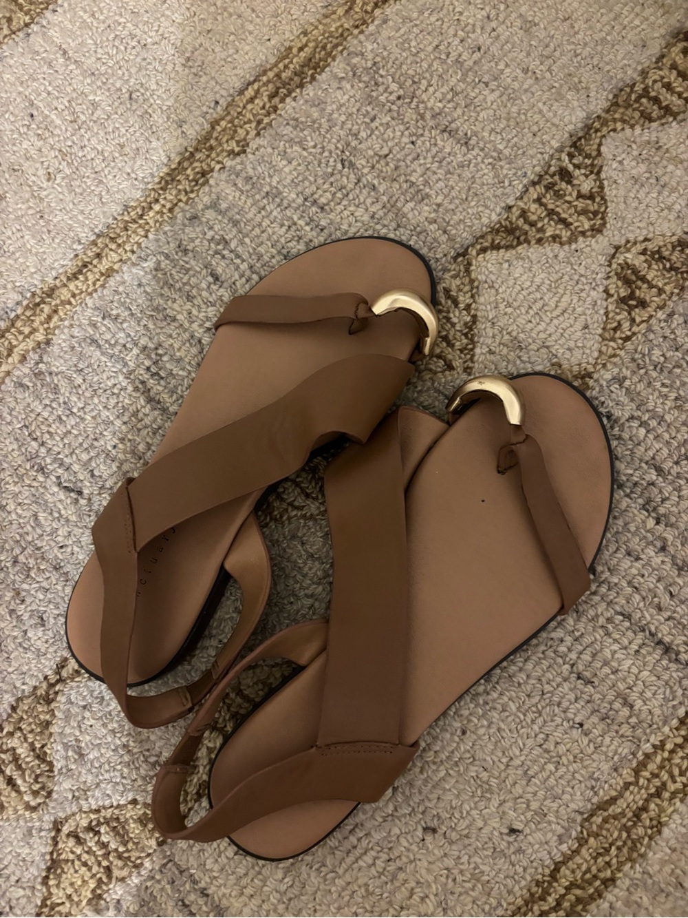 Women’s Tan Slingback Sandals with Gold Accent